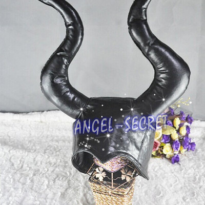 Ha10 movies cosplay costume deluxe dress maleficent adult kid black hat horns - made to order