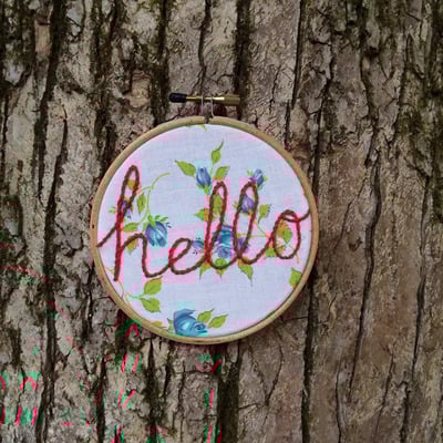 "hello" - blue vintage floral