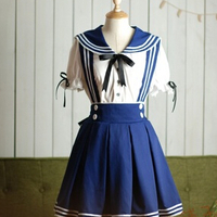 Japanese kawaii sailor straps skirt+shirt two-piece - Thumbnail 4