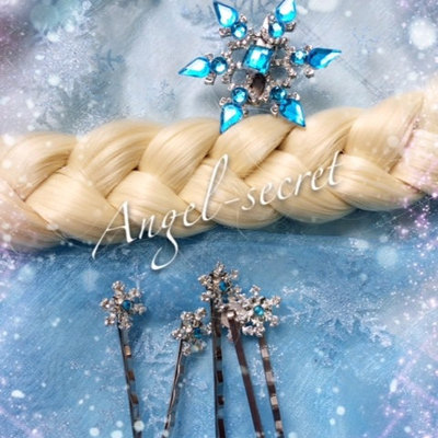 5pcs snow hairpins blue for movies frozen snow queen elsa cosplay costume wig  - Thumbnail 2