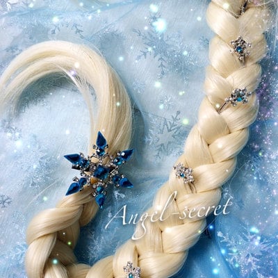5pcs snow hairpins blue for movies frozen snow queen elsa cosplay costume wig 