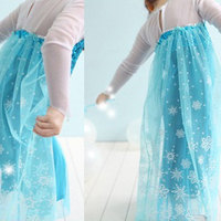 mat2 white snow Frozen Inspired Elsa green mesh fabric with white snowflake printing 138CM Wide - Thumbnail 1
