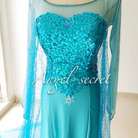 MAT5 Frozen Inspired Elsa blue square sequins viscose mesh Fabric 130CM Wide - Thumbnail 2