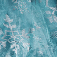 MAT2 SILVER BIG Snowflake Print blue Organza Fabric Frozen Elsa Cape dress meter 150cm Wide - Thumbnail 1