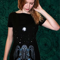 Blue Moon Dream Shaman black T-shirt with crystals Medium 
