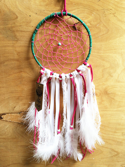 Wanderlust Dream Catcher (teal/pink) 6.5"