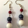 Natural RED CORAL Dangle with White & Blue Bead Fashionable Adorable EARRING - Thumbnail 2