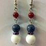 Natural RED CORAL Dangle with White & Blue Bead Fashionable Adorable EARRING - Thumbnail 4