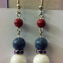 Natural RED CORAL Dangle with White & Blue Bead Fashionable Adorable EARRING - Thumbnail 5