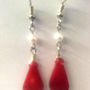 Natural RED CORAL Dangle with White Pearl Bead Fashionable Adorable EARRING - Thumbnail 3