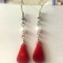 Natural RED CORAL Dangle with White Pearl Bead Fashionable Adorable EARRING - Thumbnail 4