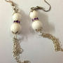 Natural WHITE SHELL BEAD Dangle Fashionable Silver Color Metal Adorable EARRING - Thumbnail 1