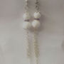 Natural WHITE SHELL BEAD Dangle Fashionable Silver Color Metal Adorable EARRING - Thumbnail 3