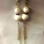 Natural WHITE SHELL BEAD Dangle Fashionable Silver Color Metal Adorable EARRING - Thumbnail 4