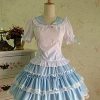  {Set}Lolita Sailor Collar School Unifrom TUTU Top and Skirt Suit Free Ship SP141014 - Thumbnail 4