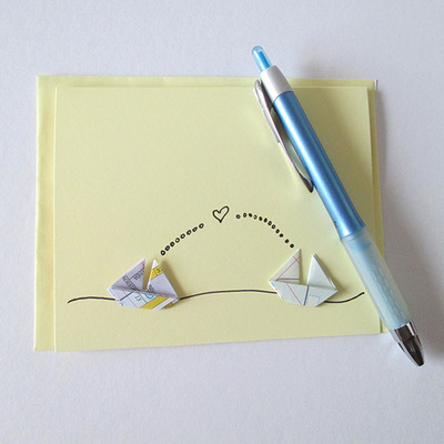 Eco snail mail - rescued map love sailboats