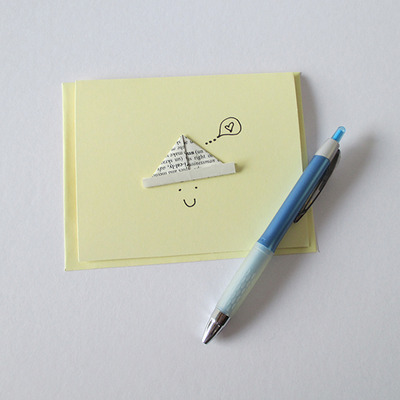 Happy eco hat card - reclaimed paper