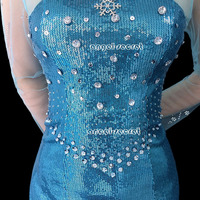 MAT18 Frozen Inspired Elsa 3mm Sequins Fabric 150CM Wide little stretch blue - Thumbnail 2