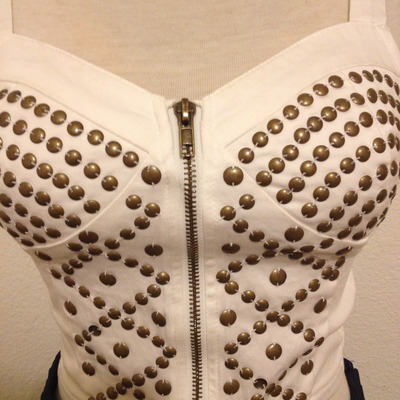 Ivory studded cropped bustier
