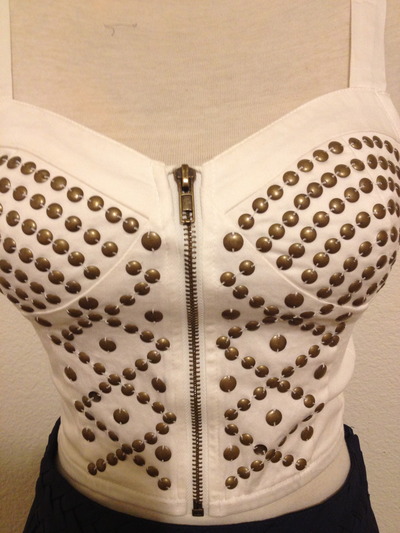 Ivory studded cropped bustier