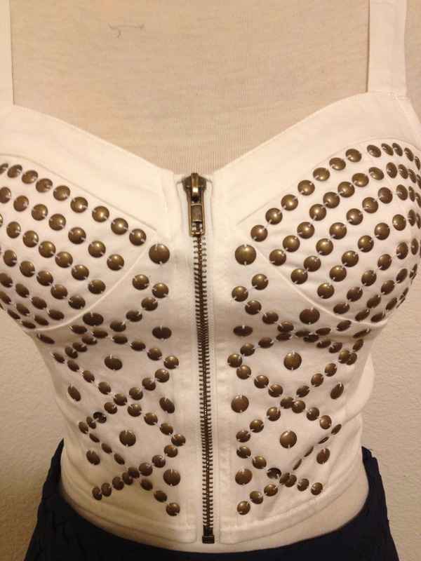 Ivory studded cropped bustier