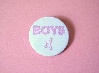 Boys :(   - pinback button, magnet or clip 1.5 Inch (38mm)