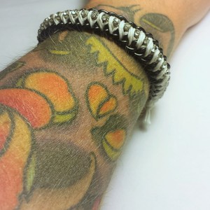 Double black chain rhinestone braided bracelet / black chains and white cord / arm candy / fashionista / fashionable bracelet / stacking bracelet - Thumbnail 2