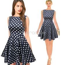 Vintage navy white polka dots swing mini dress 