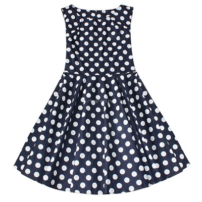Vintage navy white polka dots swing mini dress 