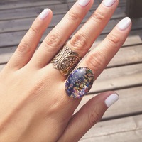 Large Blue Fire Opal Ring - Thumbnail 1