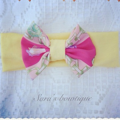  seashells bow on yellow headwrap