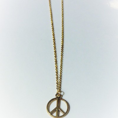 Peace sign necklace / 16k gold plated cable chain necklace / other lengths available / boho / hippie necklace