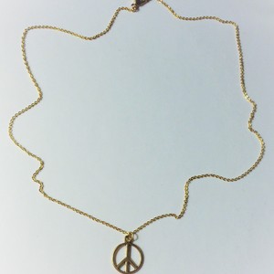 Peace sign necklace / 16k gold plated cable chain necklace / other lengths available / boho / hippie necklace - Thumbnail 1
