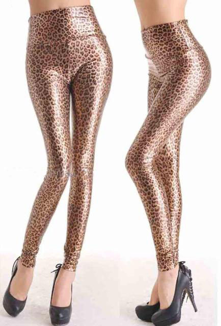 Leopard Leather Look Leggings