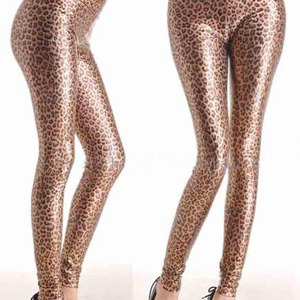 Leopard Leather Look Leggings - Thumbnail 1