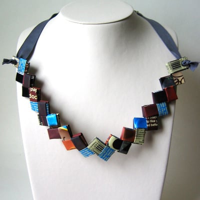 Necklace made with reclaimed wrappers