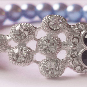 Rhinestone owl bead bracelet / 8mm purple faux pearls / stacking bracelet / bridesmaid gift / owl lover /  fashionable bracelet / arm candy