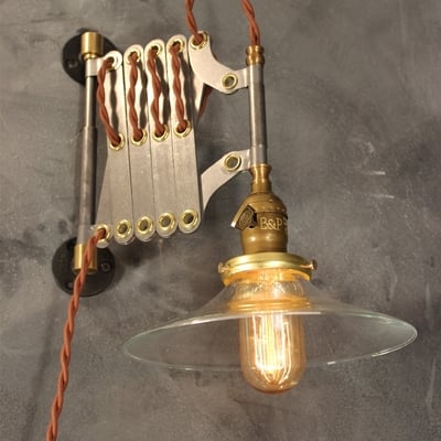 Vintage industrial scissor sconce - expandable accordion lamp