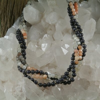 Moonstone and iolite necklace