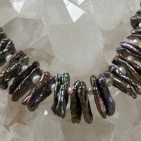 Black Dyed Pearl and Pearl Necklace - Thumbnail 1