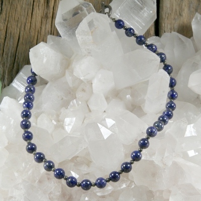 Lapis and pyrite necklace