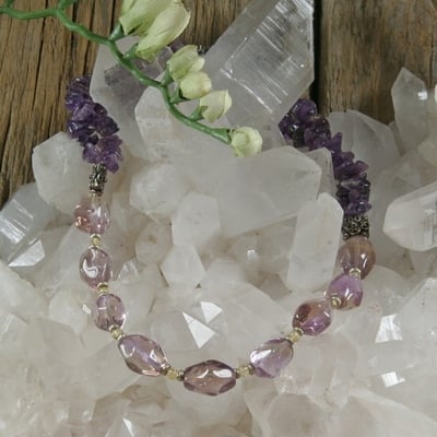 Ametrine, citrine and amethyst necklace