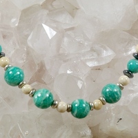 Amazonite, Howlite, Hematite and Riverstone Necklace - Thumbnail 1