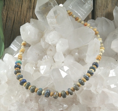 Azurite with Malachite, Yellow Jasper and Riverstone Necklace