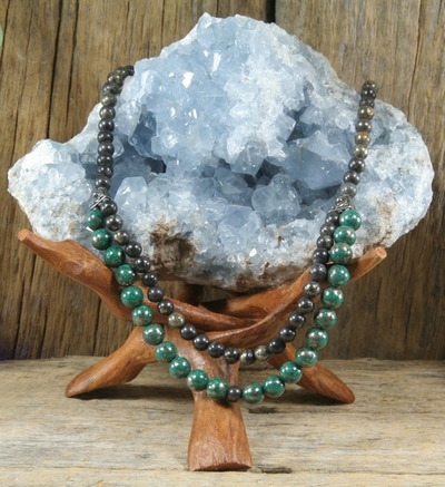 Malachite with Pyrite and Pyrite Necklace