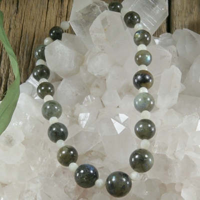 Labradorite and rainbow moonstone necklace