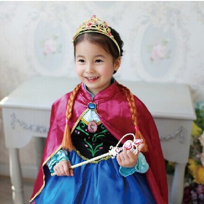 Wg20 frozen elsa custom wig crown wand cosplay costume snow queen kid children - Thumbnail 5