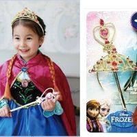 WG20 Frozen Elsa Custom Wig CROWN WAND Cosplay Costume Snow Queen KID children - Thumbnail 1