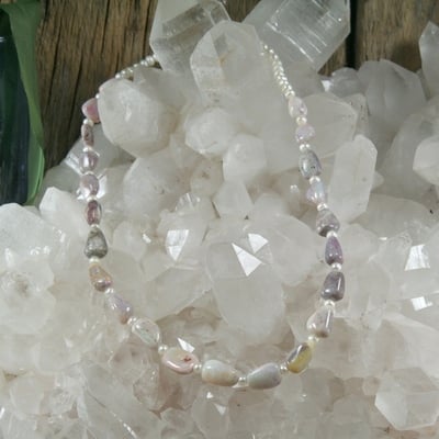 Opal nugget and pearl necklace