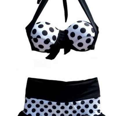 Black and white polka dot bikini 